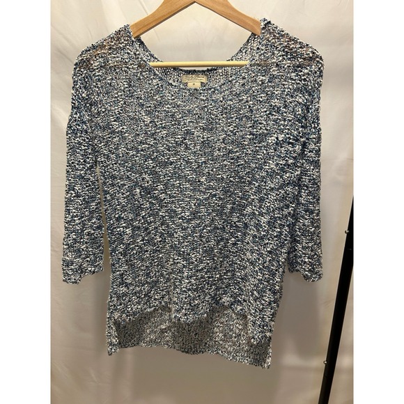 Lucky Brand Sweaters - Lucky Brand Sweater Women M Blue Excellent Open Knit High-Low 3/4 Sleeve